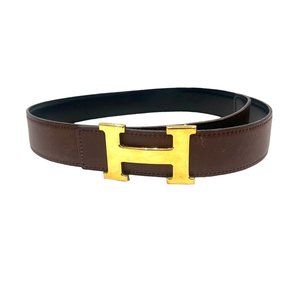 HERMES Constance: Black/Brown Reversible Belt #1666